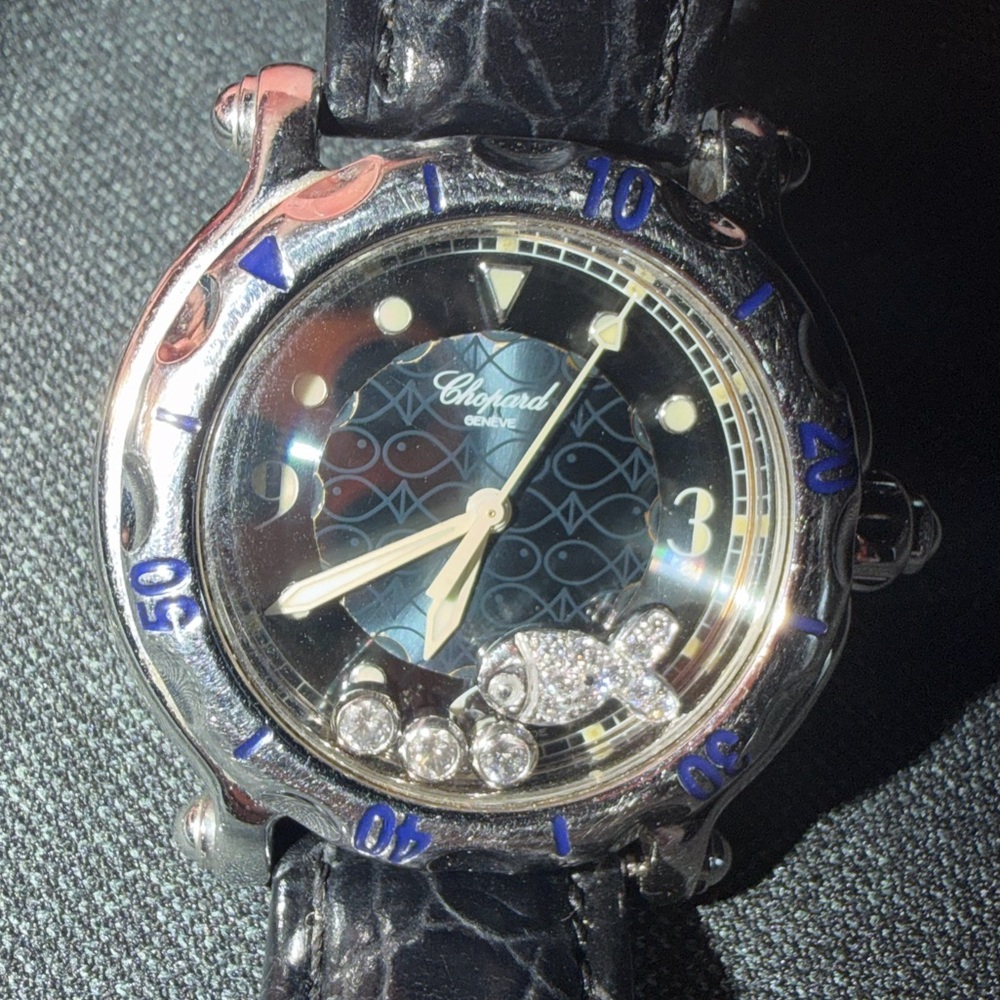 CHOPARD Happy Sport Floating Fish Deep Blue Y2K Watch - Picture 5 of 16